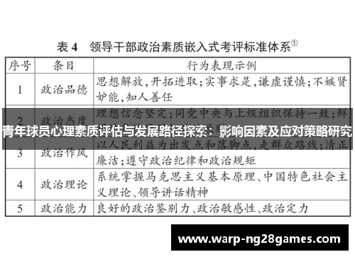 青年球员心理素质评估与发展路径探索：影响因素及应对策略研究
